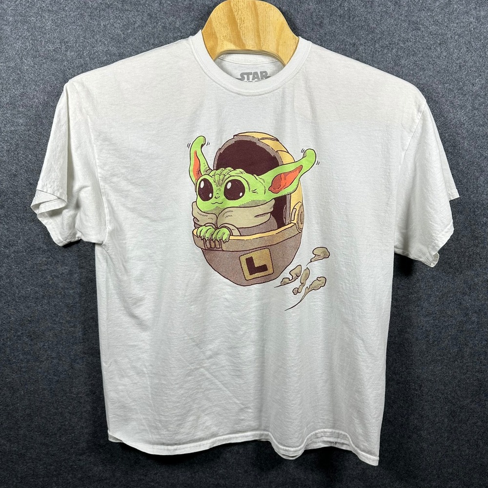 Star Wars The Mandalorian Grogu Baby Yoda‎ Learner Pram White T-Shirt Mens 2XL